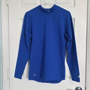 Adidas Climawarm Mock Neck Long Sleeve Pullover Size L Blue Y2K Stretch Casual